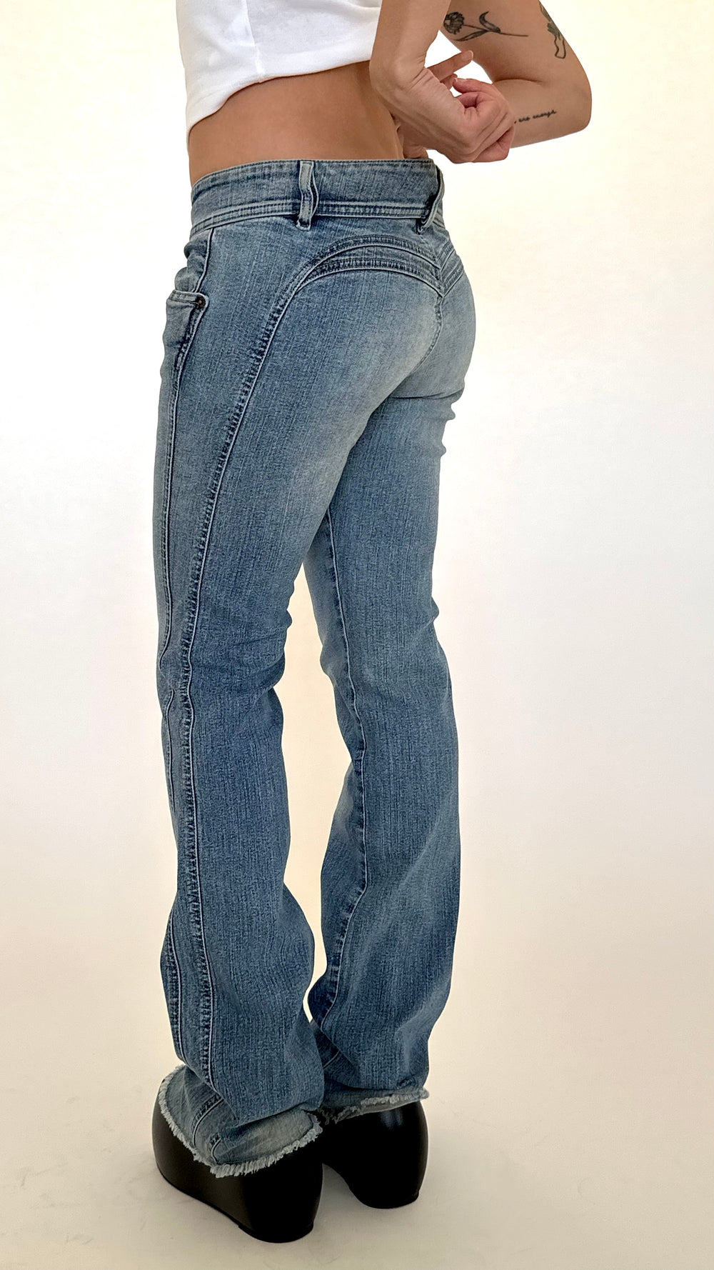Low rise Flared + Fringed Diesel Jeans