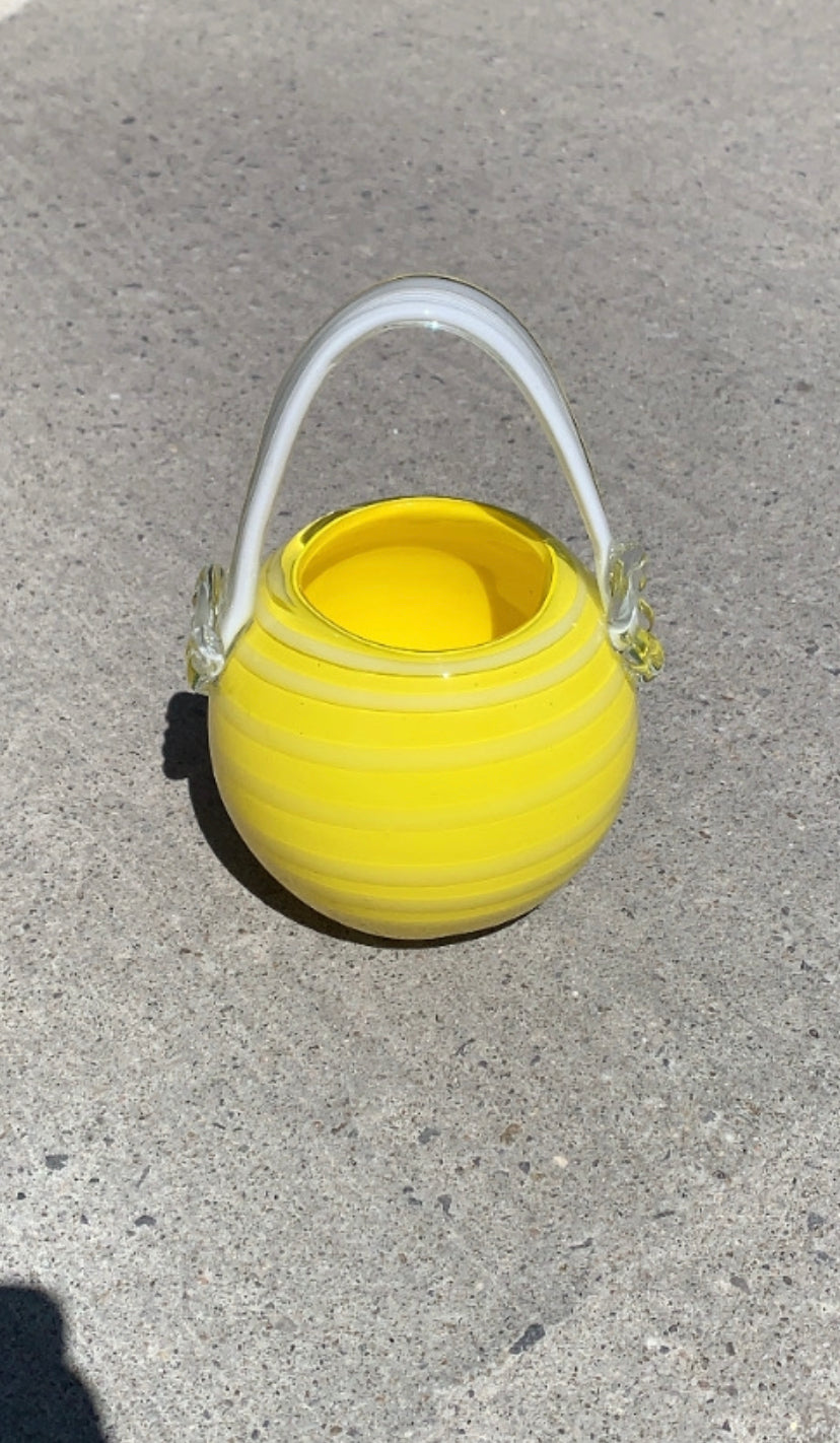 Swirly Yellow Basket Vase