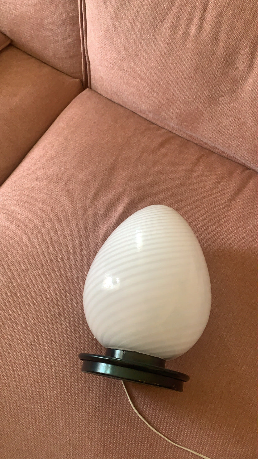 14” Murano Egg Lamp w/ Metal Base