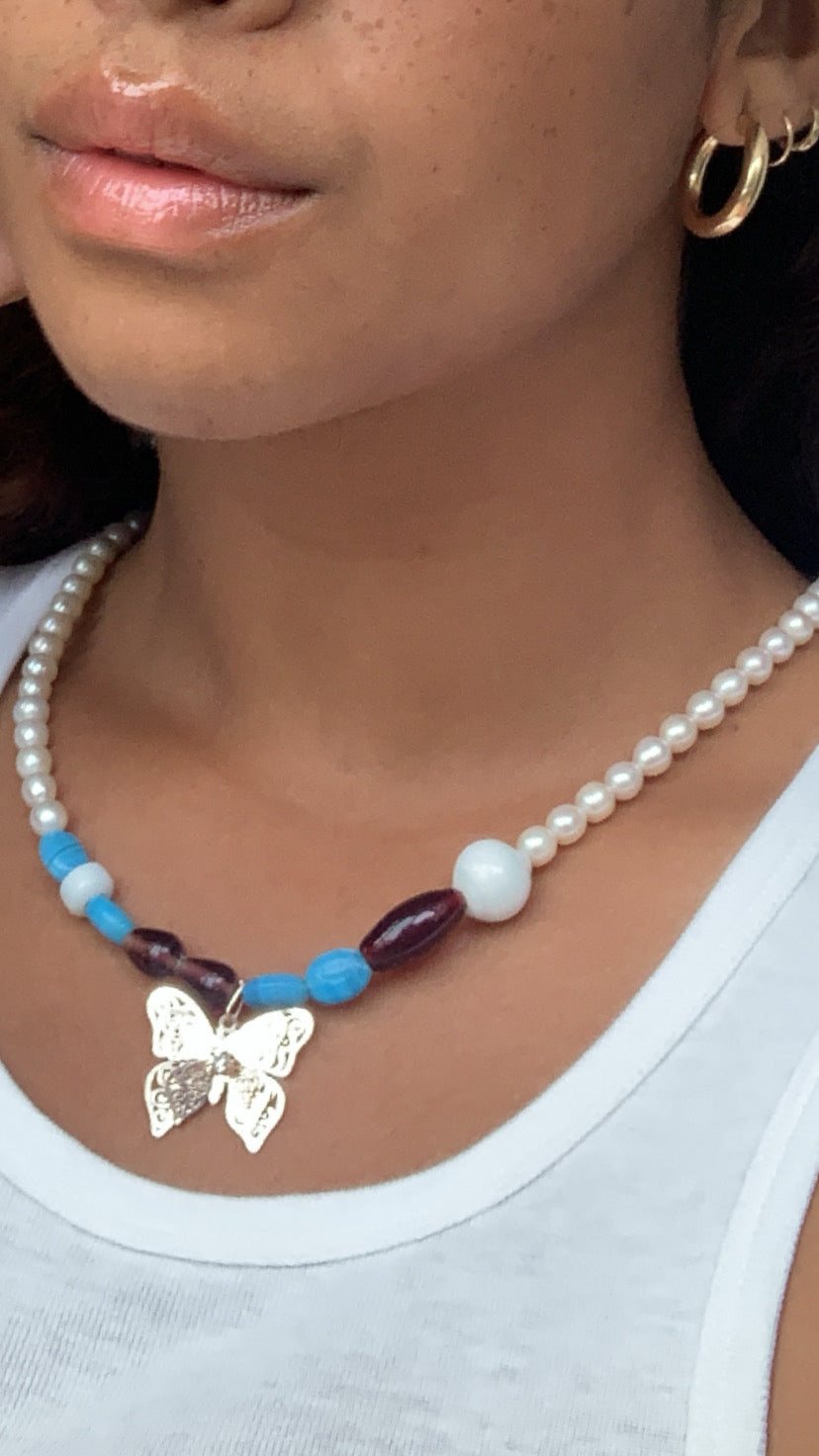 "Tel un Papillon" Upcycled Necklace