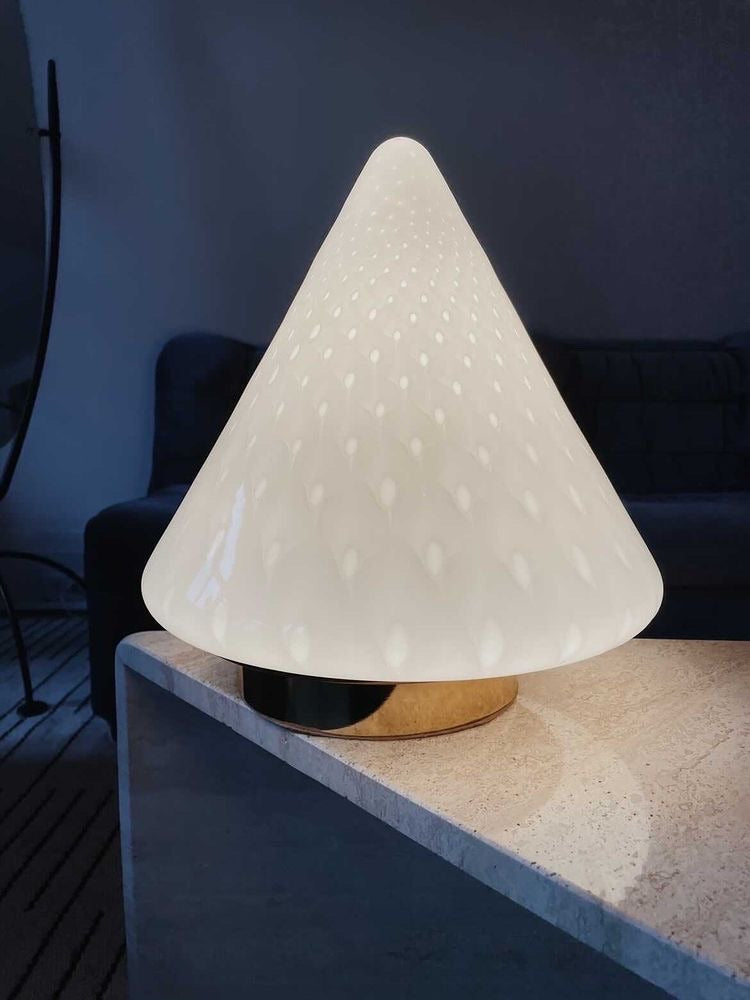 RARE 15” Murano Cone Lamp w/ Brass Lamp Base