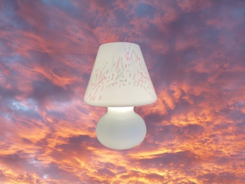 RARE Pink + White “Funfetti Confetti” Mushroom Lamp