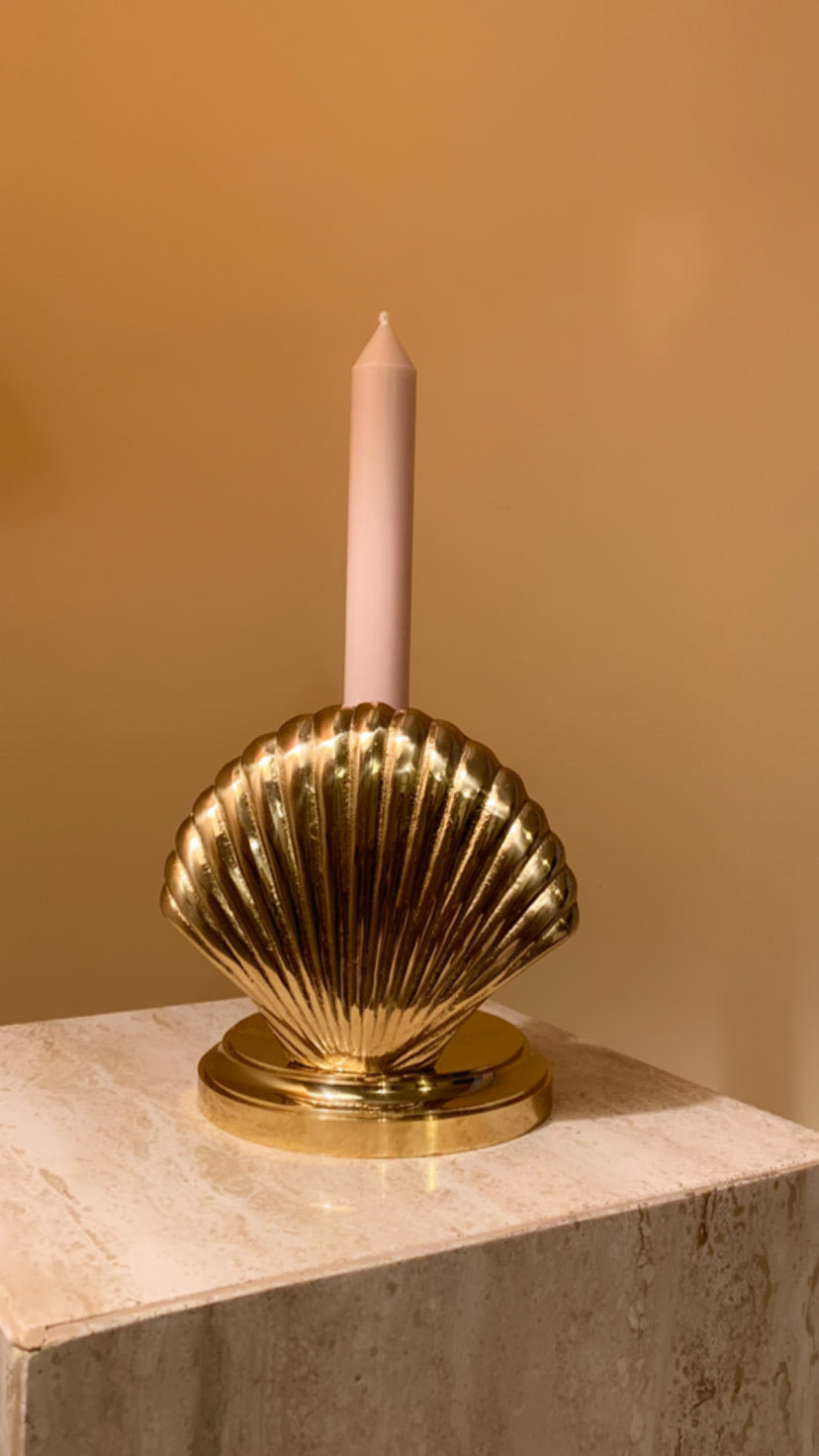 Upcycled Brass Shell Candle Holder